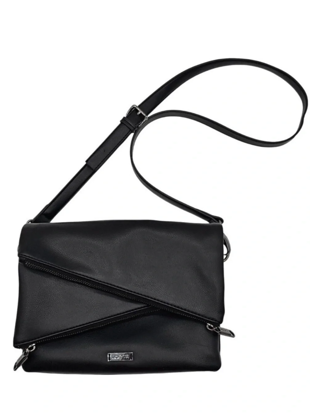 Vegan Leather Crossbody Bag Minimalist Neutral Purse Everyday Chic Classic Black